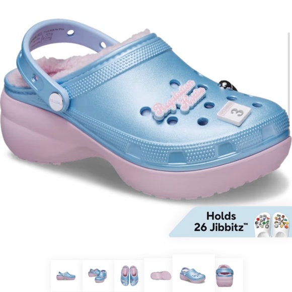 CROCS Shoes - Crocs Mean Girls Platform Blue and Pink Glitter has fabric lining